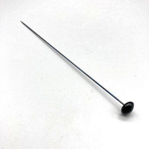 Antique Hat Pin with Black Glass Head, 6in Victorian Mourning Fashion, French